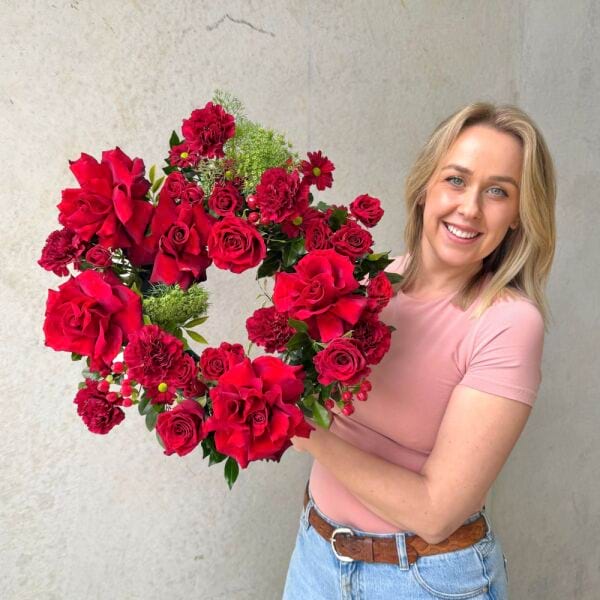 Red Sympathy Wreath Sydney - Petite